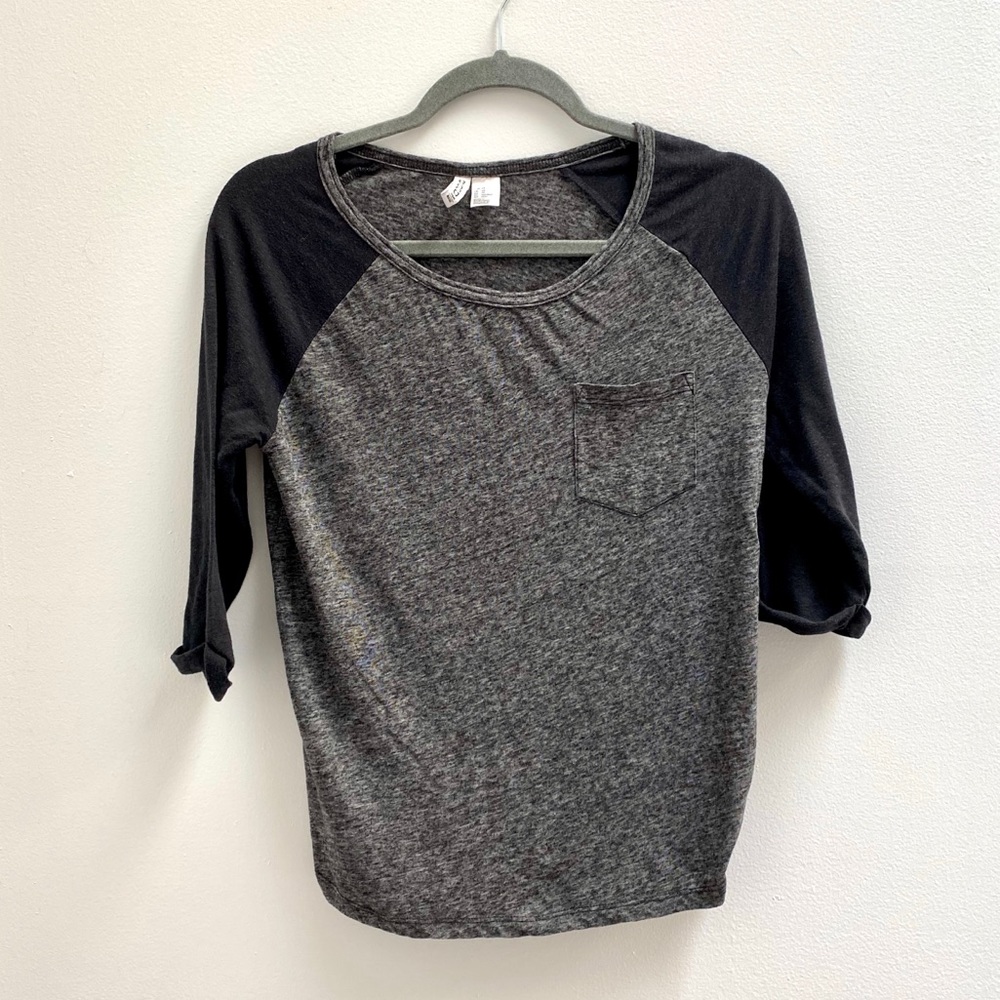 Black/Gray Pocketed Baseball Tee